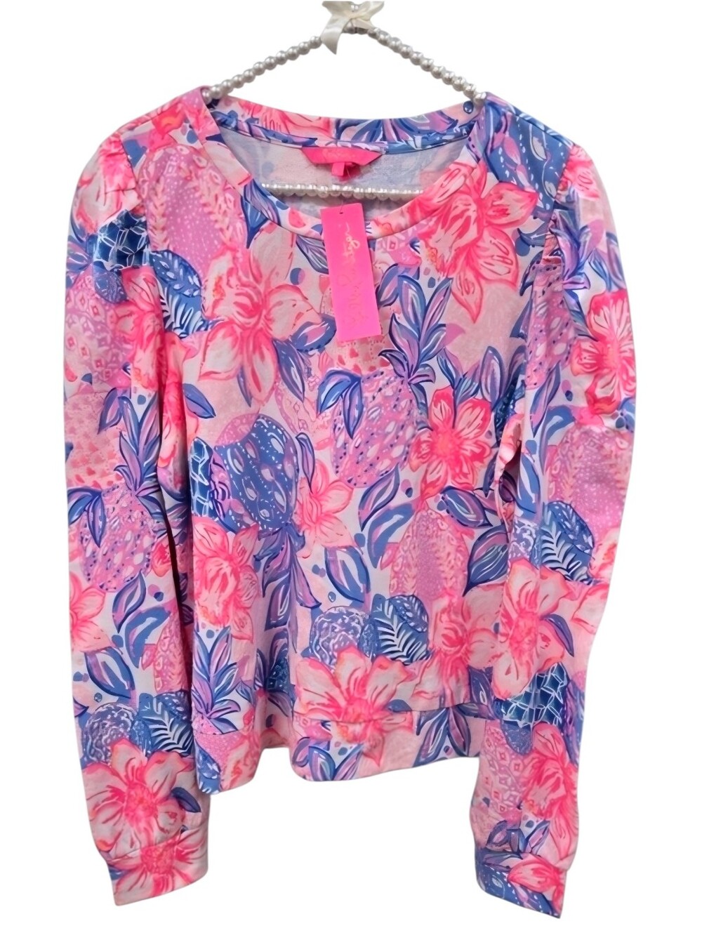 🍍 Lilly Pulitzer Jansen Sweatshirt- Pink Isle Snappy Turtle Design, Large